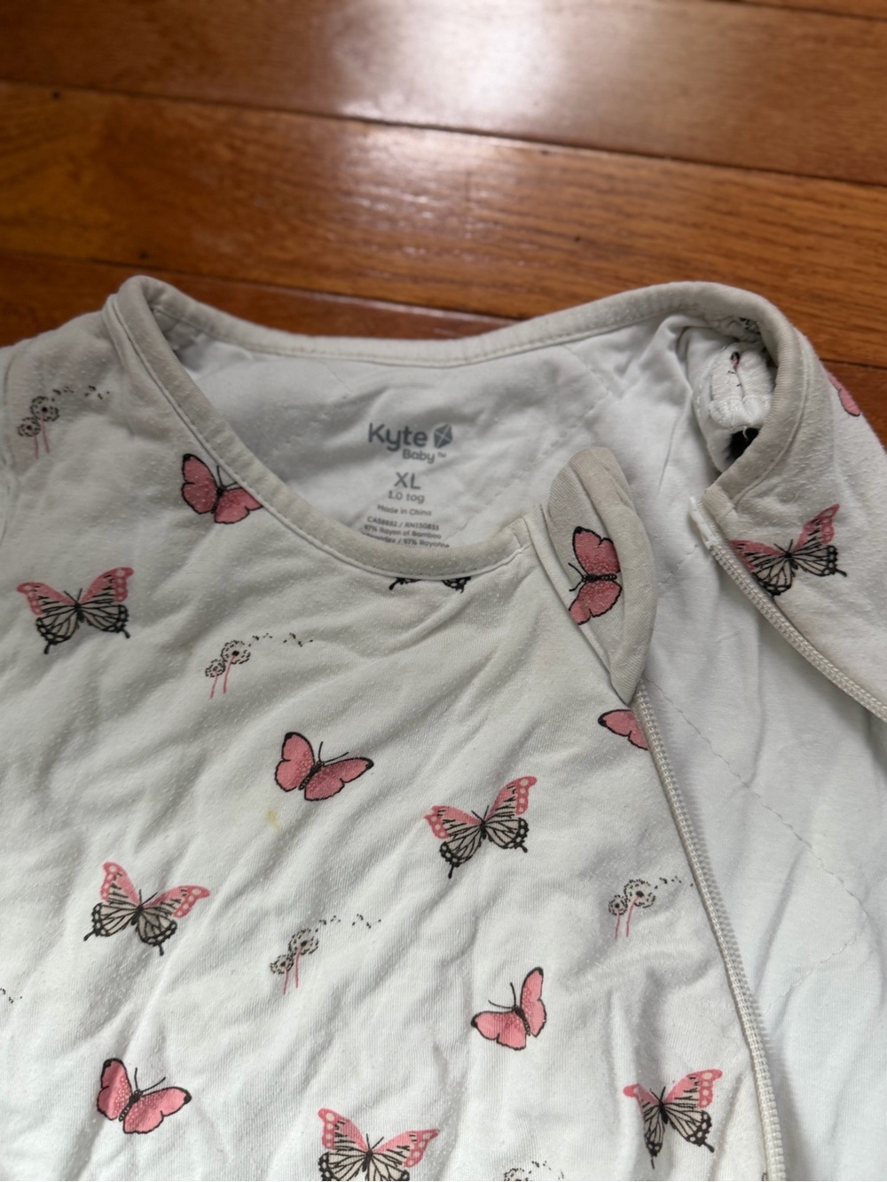 Kyte BABY Pink Butterfly Sleep Sack - White Base